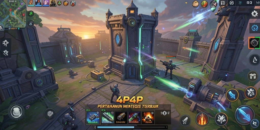 Tangkapan layar menampilkan pertarungan menara di 4P4P yang menegangkan.