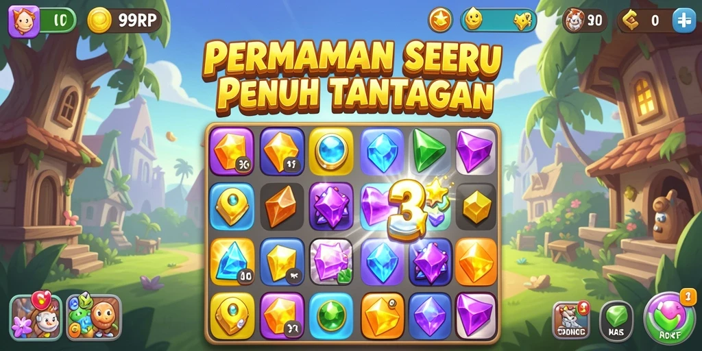Tangkapan layar 99RP yang menunjukkan gameplay seru Match-3.