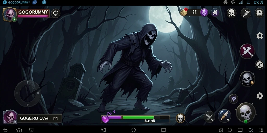 Tampilan gameplay GOGORUMMY yang menegangkan dan menyeramkan.