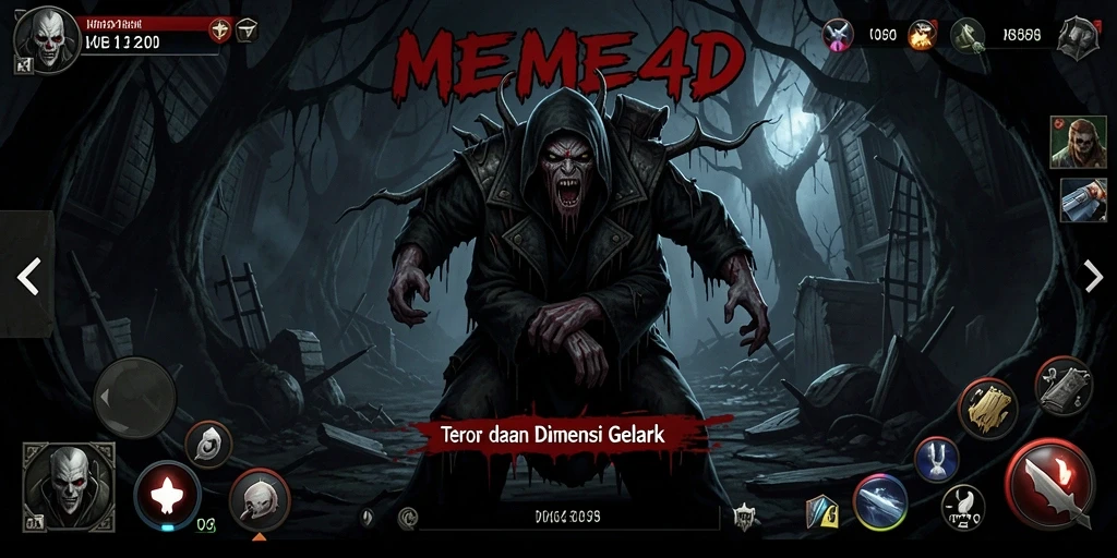 Screenshot gameplay menampilkan suasana menyeramkan di <strong>MEME4D</strong>.