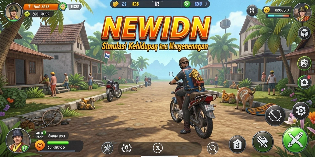 Tangkapan layar dari gameplay NEWIDN yang menunjukkan interaksi karakter dalam simulasi.