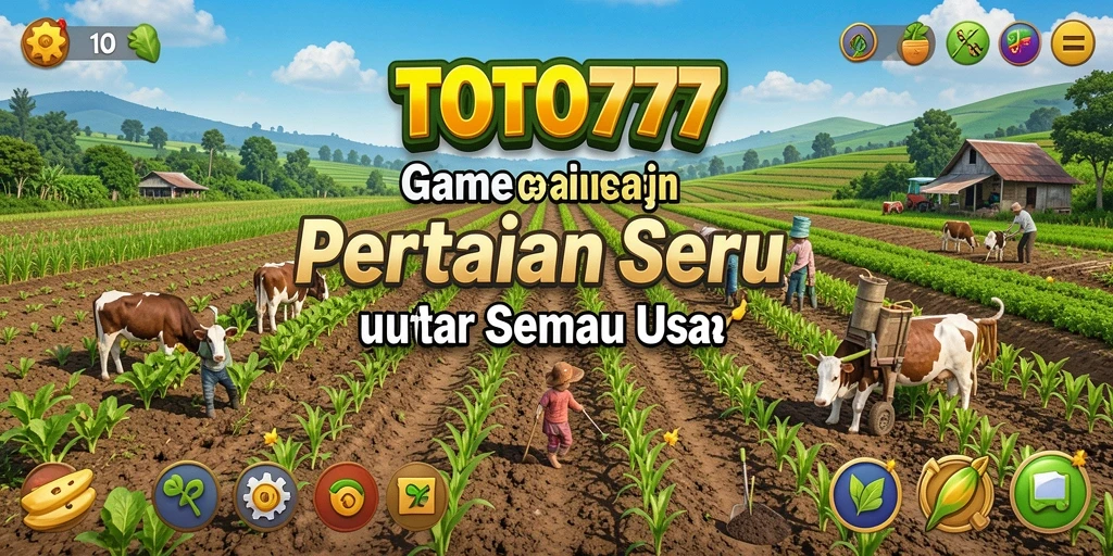 Tampilan gameplay TOTO777 yang menunjukkan kebun yang indah dan subur.