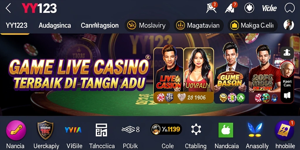 Tampilan gameplay Live Casino yang mengasyikkan di YY123.