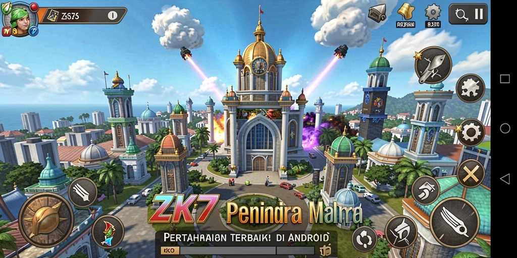 Screenshot menampilkan aksi seru dalam permainan Tower Defense ZK7.
